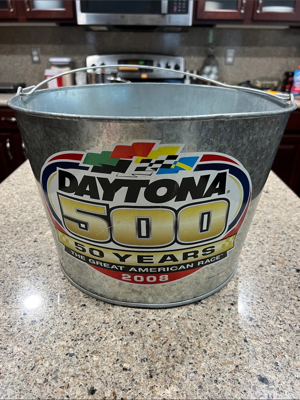 Daytona 500 50 Years Metal Bucket USA made nascar 2008